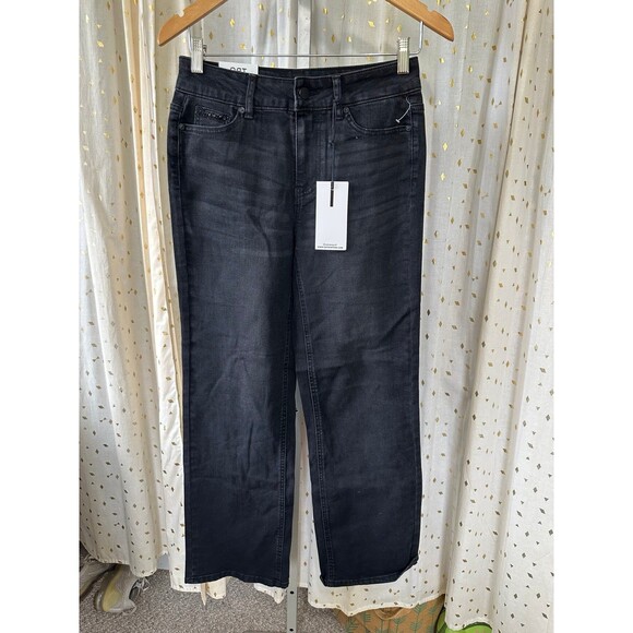 NWT OAT New York High Rise Relaxed Straight Embellished Jewels Denim Jeans 25 - Picture 2 of 7